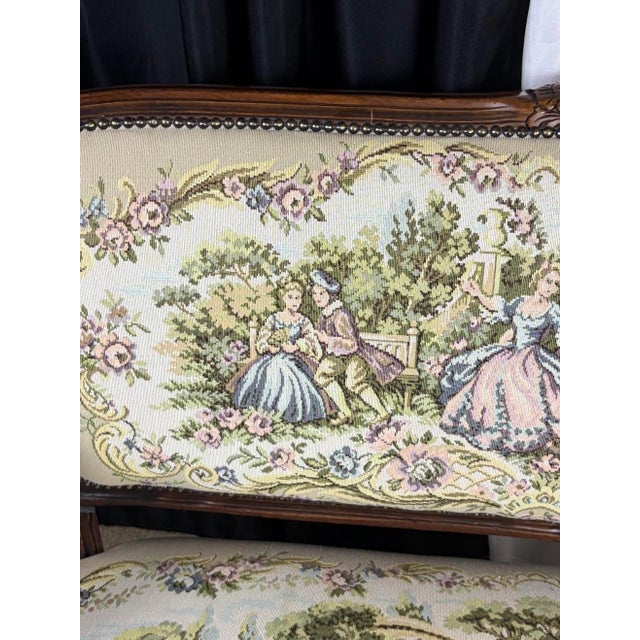 Vintage French Louis XV Style Upholstered Romantic Settee / Loveseat Settee For Sale - Image 12 of 18