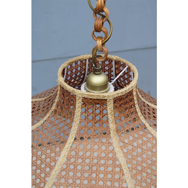 Vienna Straw and Bamboo Pendants, Italy, 1970s, Set of 2 For Sale - Image 4 of 14