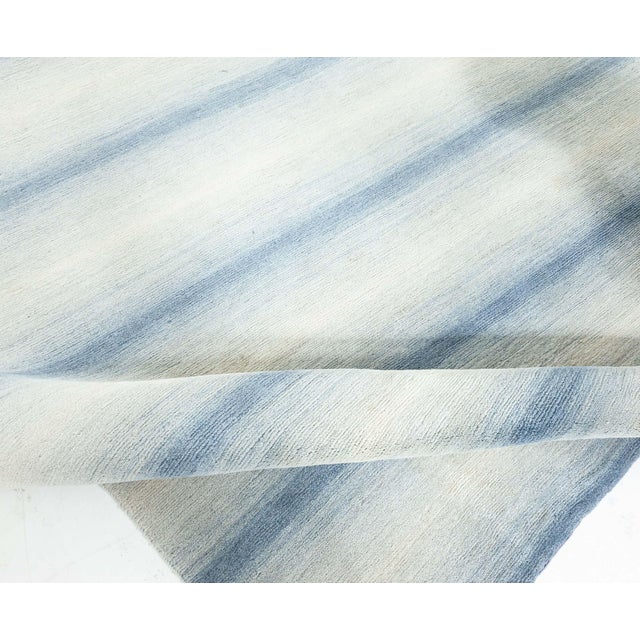 Early 21st Century Contemporary Striped Blue Hand Knotted Wool Rug by Doris Leslie Blau For Sale - Image 5 of 7