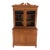 All Solid Teak Asian 1940s Carved Two Part Cupboard Hutch Breakfront For Sale