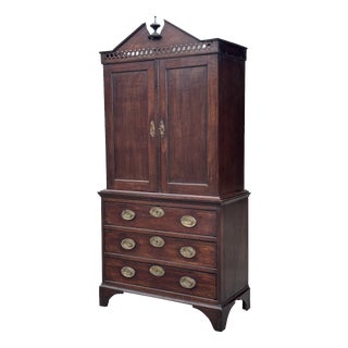 Small Antique George III Oak Housekeepers Cabinet, C1770 For Sale