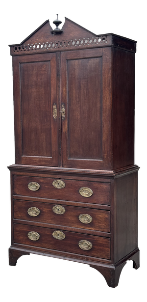 Small Antique George III Oak Housekeepers Cabinet, C1770