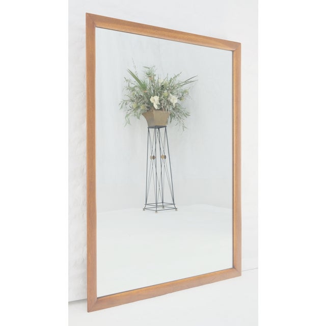 Large 31x43 Rectangle American Light Walnut Solid Wall Mirror MINT For Sale - Image 6 of 8