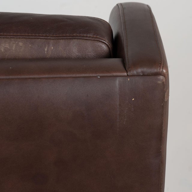 Pair, Mid Century Brown Leather Wingback Chairs From Denmark For Sale - Image 14 of 15