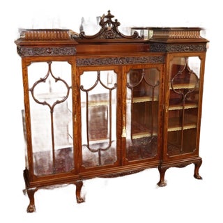 1900-1909 Exceptional Mahogany Waring & Gillow Antique Display Case Bookcase Circa 1900 For Sale