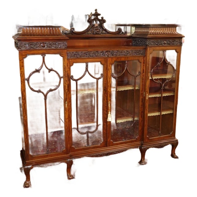 1900-1909 Exceptional Mahogany Waring & Gillow Antique Display Case Bookcase Circa 1900 For Sale