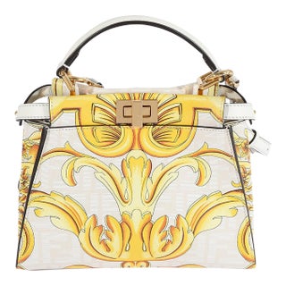 x Versace Fendace Gold Baroque & White FF Motif Mini Peekaboo For Sale