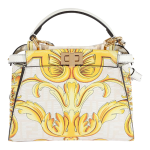 x Versace Fendace Gold Baroque & White FF Motif Mini Peekaboo