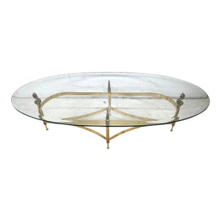 Italian Brass Coffee Table Glass Top With Koi Fish For Sale