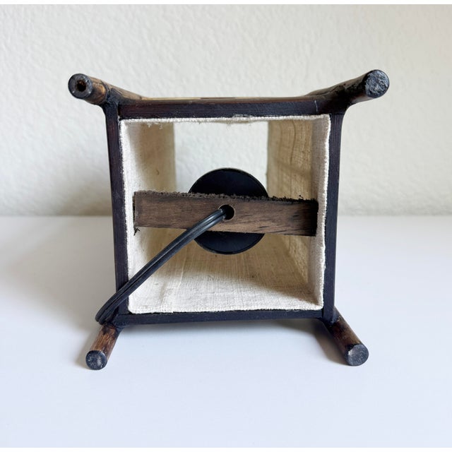 Louis Sognot Style Bamboo & Cotton Table Lamp For Sale - Image 12 of 12
