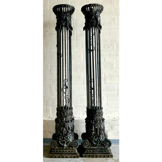 Vintage Neoclassical Wrought Iron Columns - A Pair For Sale - Image 12 of 13