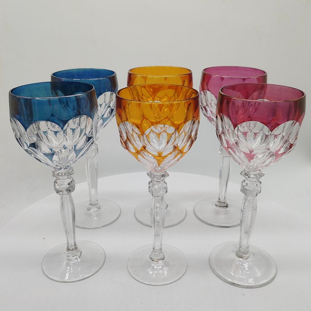 Wine Glasses in Lead Crystal attributed to Hofbauer Crystal, Baviera, Germany, 1970s, Set of 6 For Sale - Image 6 of 12