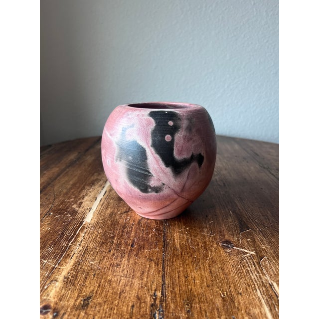 Saggar-Fired Studio Pottery Vase Signed Cf For Sale - Image 10 of 10