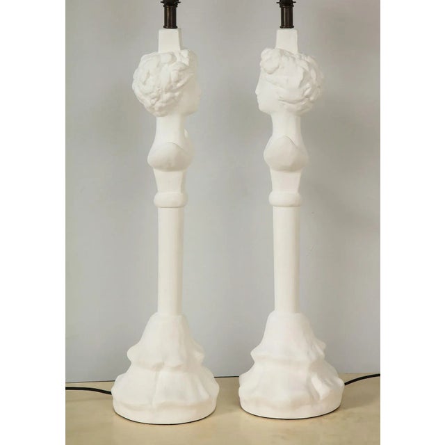 Sculpture Materials Bespoke Plaster Gio Table Lamps - a Pair For Sale - Image 7 of 9