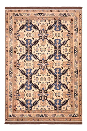1970s Vintage Tribal Kargahi Beige/Blue Hand Knotted Rug