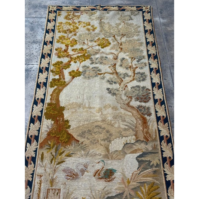 Antique English Needlepoint Landscape Tapestry Runner, Circa 1920 For Sale - Image 4 of 7