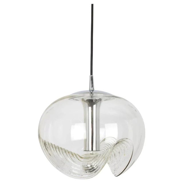 Large Clear Glass Pendant Light by Koch & Lowy for Peill & Putzler, Germany, 1970s For Sale - Image 13 of 13