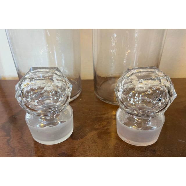 Transparent Large Antique 19th Century Glass Pharmacy or Pickle Jars With Cut Crystal Stoppers - a Pair For Sale - Image 8 of 13