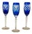 Mid 20th Century Hungarian Cobalt Blue Crystal Champagne Flutes- Set of 3 For Sale
