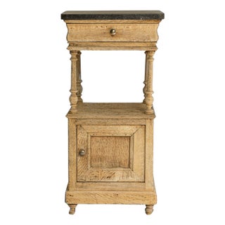 1900s Belgian Louis XVI Oak Bedside Table With Bluestone Top For Sale