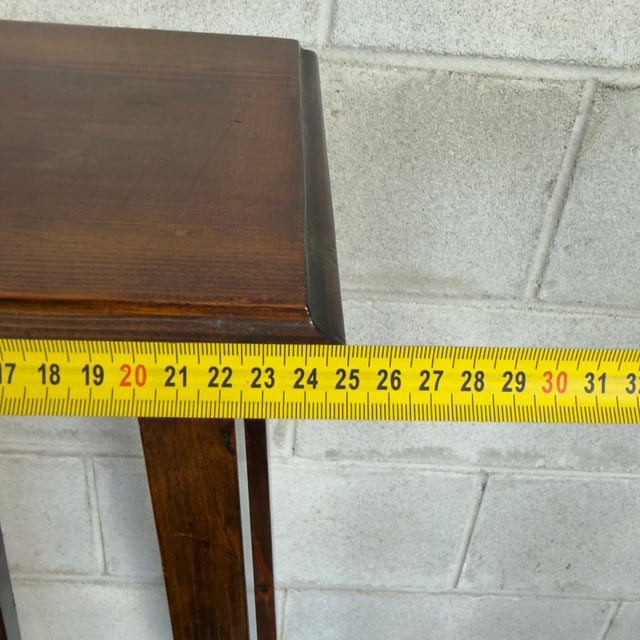 Brown Wood 2-Tier Pedestal Column Plant Stand, 1960s For Sale - Image 8 of 11