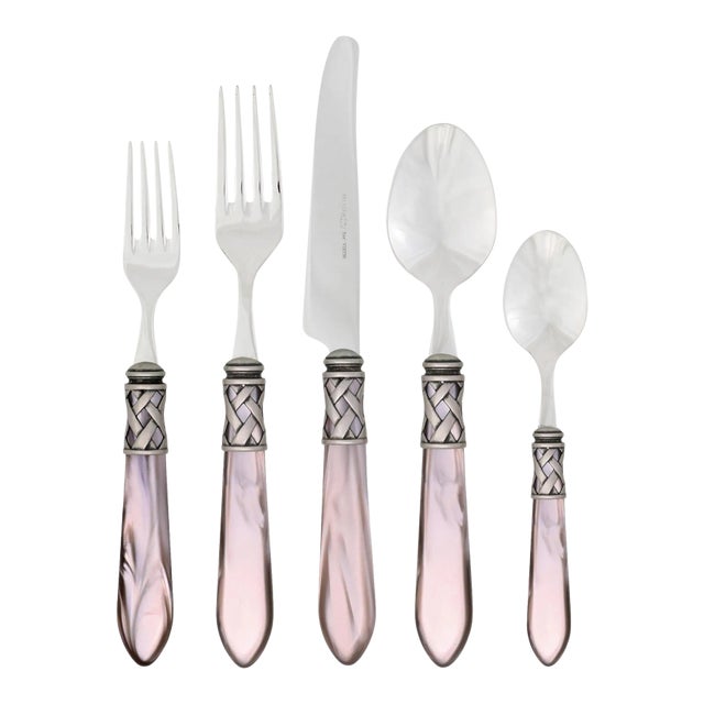 VIETRI Aladdin Antique Flatware Lilac Five-Piece Place Setting, Service for One For Sale
