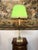 Onyx and Brass Table Lamp with Green Shade, 1950s For Sale - Image 3 of 8