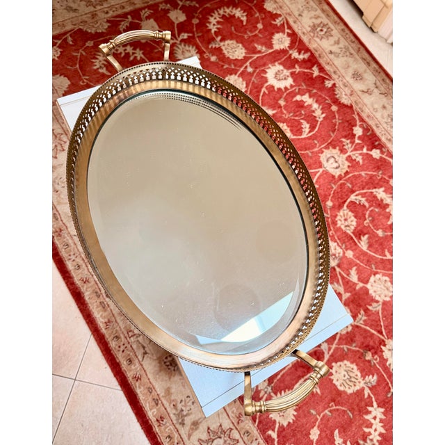 Metal 1970s Hollywood Regency Filigree Mirror Vanity Tray For Sale - Image 7 of 8