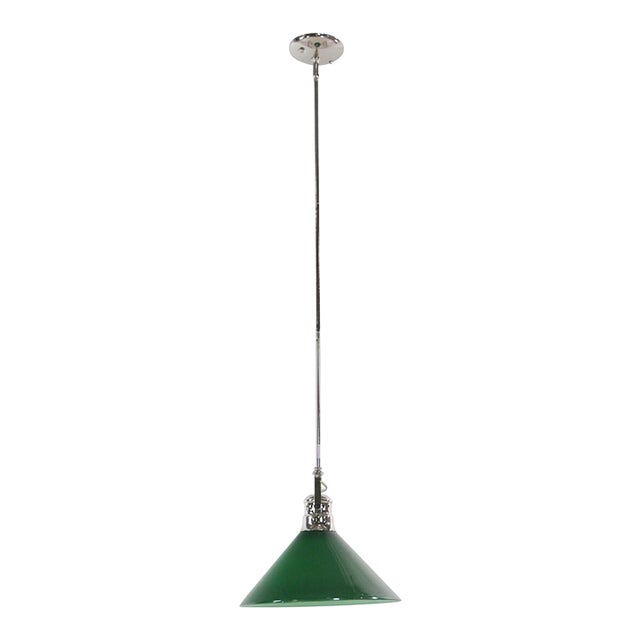 Mid 20th Century Modern Green Austrian Glass Nickel Pole Pendant Light For Sale