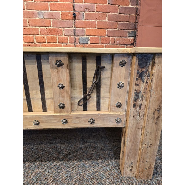 2010s Antique Repurposed Indian Door Console, Handcrafted Reclaimed Wood Sideboard For Sale - Image 5 of 6