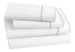 Salerno Bedding Full/Queen Flat Sheet in White/Champagne