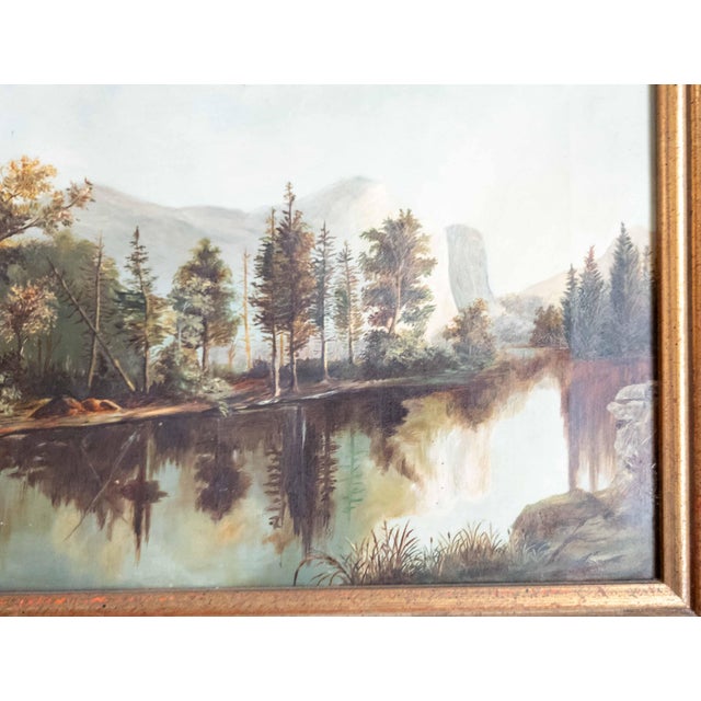 Late 19th Century 19th Century American Hudson River School Painting of Mirror Lake in Yosemite For Sale - Image 5 of 11