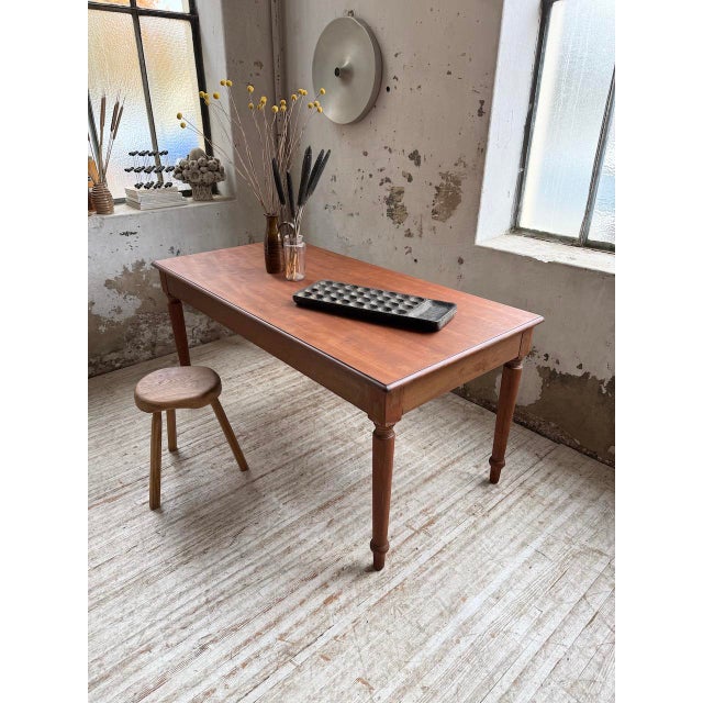 Cherrywood Table with Turned Legs, 1950s For Sale - Image 9 of 18