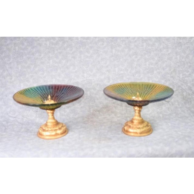 Gold French Empire Glass Ormolu Comports Bowls, Set of 2 For Sale - Image 8 of 8