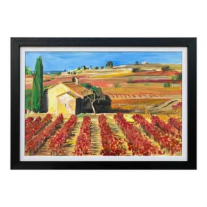 Painting of Vineyard in Wine Growing Bordeaux France - Unique Original Art by Modern British Artist, 2012