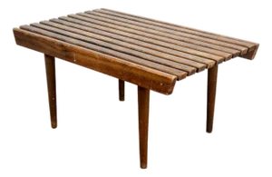 Vintage Mid Century Walnut Slat Bench or Table