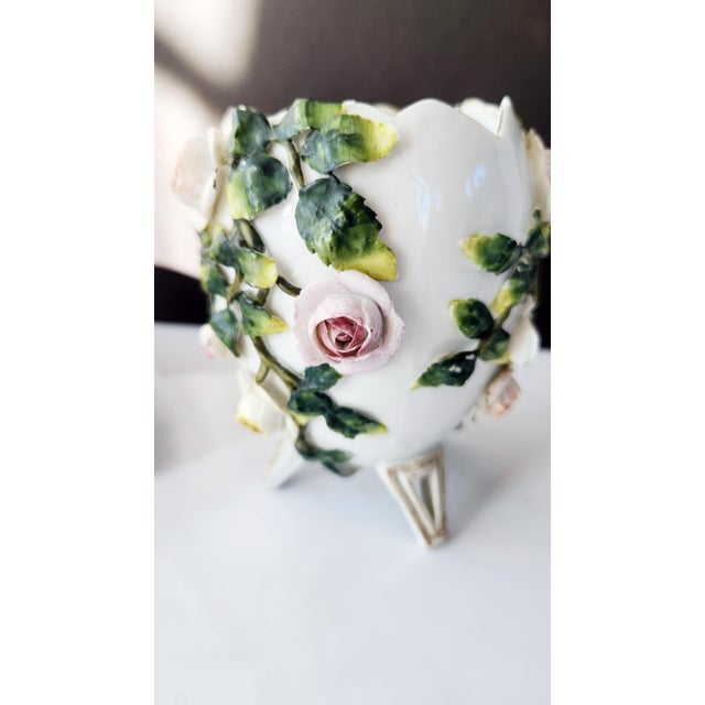 Antique Continental Porcelain Vase With Applied Roses, Art Nouveau, Circa 1900 For Sale - Image 4 of 17