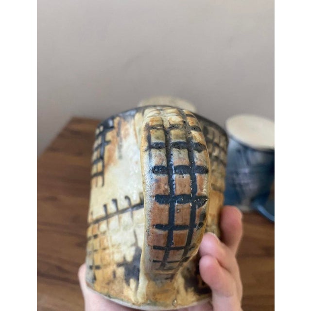 H. P. Bloomer Style Handmade Pottery Mugs- Set of 3 For Sale - Image 10 of 12