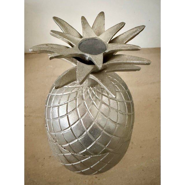 Vintage Large Silver Metal Pineapple Ice Bucket For Sale - Image 11 of 12