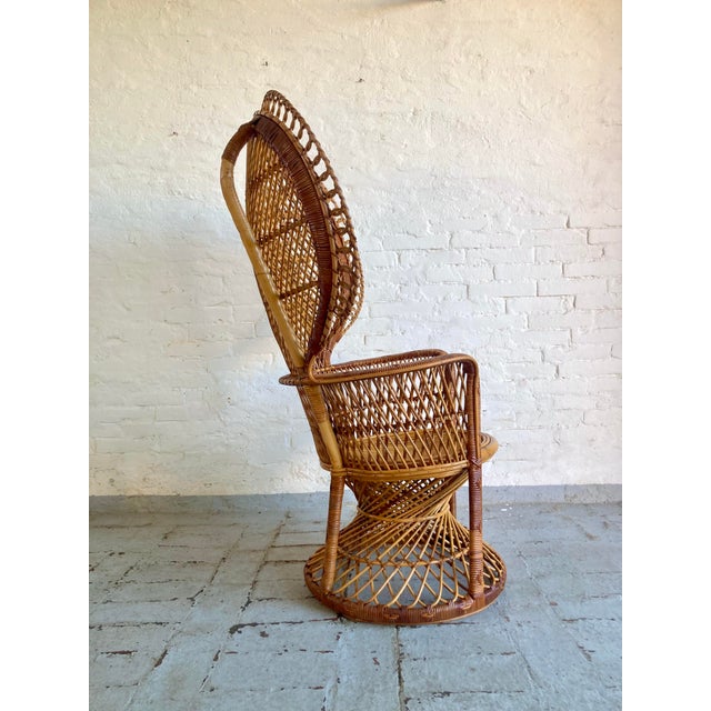 Vintage Italian Peacock Wicker Armchair, 1960s For Sale - Image 4 of 15