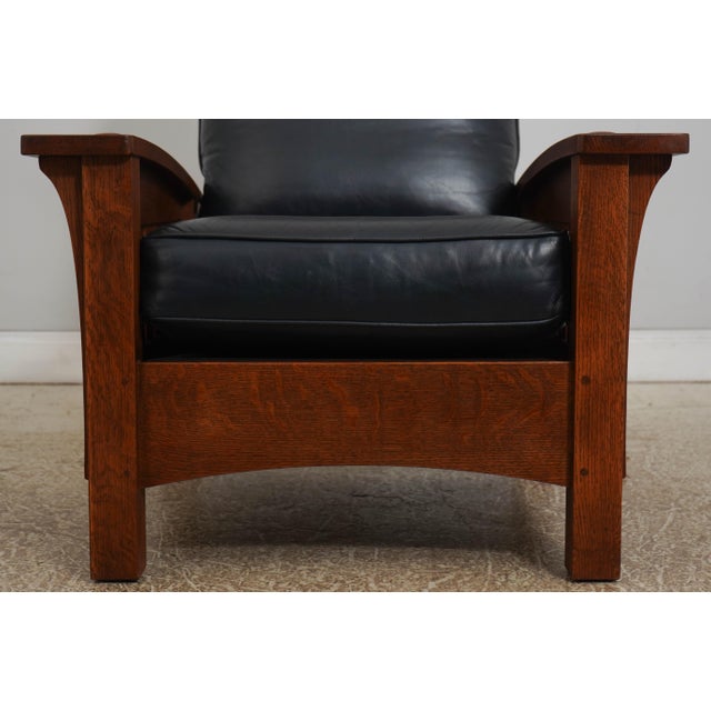 Stickley Mission Oak Morris Chair & Ottoman For Sale In Philadelphia - Image 6 of 18