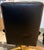 John Widdicomb Rare Vintage John Widdicomb Hollywood Regency Ebonized Leather Roller Desk Chair With Brass Legs For Sale - Image 4 of 4