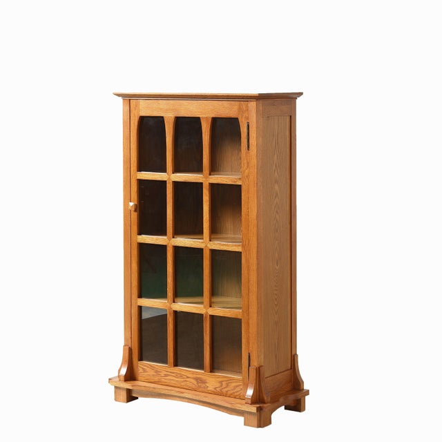 Mission Solid Oak Display Bookcase - Walnut Stain For Sale - Image 12 of 18