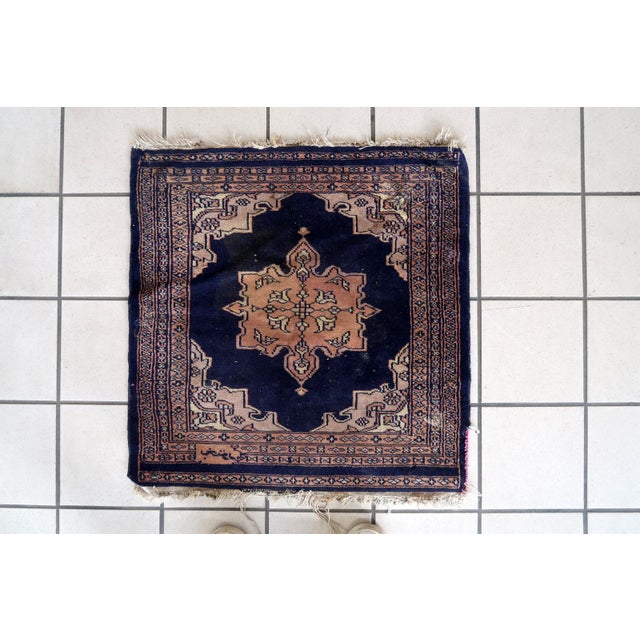1960s, Handmade Vintage Uzbek Bukhara Rug 2.1' X 2.1' For Sale - Image 10 of 11