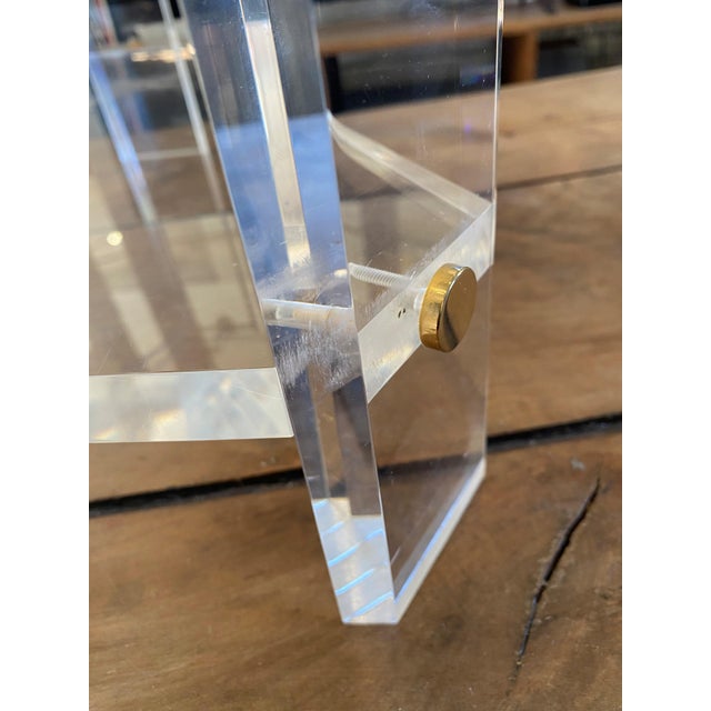 Triangular Acrylic Glass Side Table in the style of David Lange, 1970s For Sale - Image 11 of 18