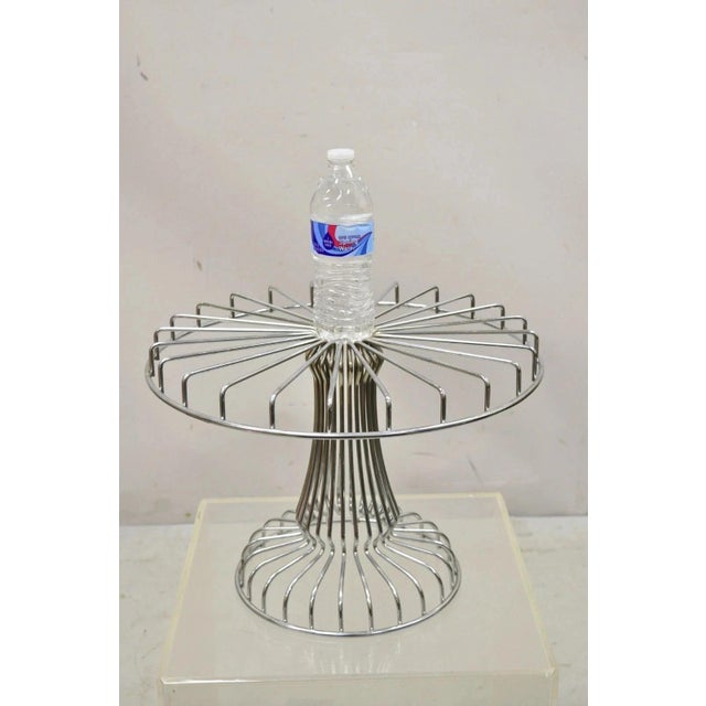 Vintage Mid Century Modern Chrome Metal Wire Pedestal Pastry Cake Stand. Item is similar to the works of Mathieu Mategot....