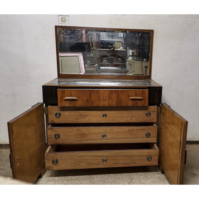 Art Deco Italian Marble Top Sideboard with Mirror For Sale - Image 3 of 10