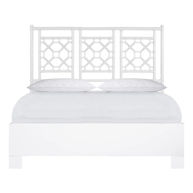 Lattice Back Standard Bed Double, White For Sale