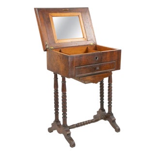 Small Work Table with Mirror Inside, Italy, Early 20th Century For Sale
