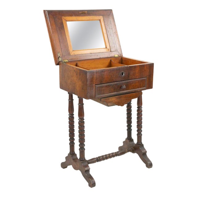 Small Work Table with Mirror Inside, Italy, Early 20th Century For Sale